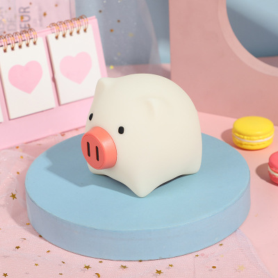 Cartoon Bedroom Small Induction Night Lamp New Cute Luminous Pig Silicone White Light Warm Light Bedside Lamp Factory Wholesale