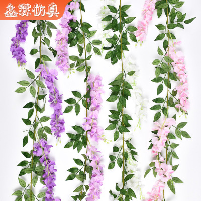 Artificial Wisteria Strings Iron Wire Rattan Vine Wedding Landscaping Home Decorative Flower Vine the simulation cane