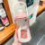 Large Capacity Cartoon Big Belly Plastic Cup with Straw Student Portable Fitness Sports Water Bottle Stickers Travel Space Bottle