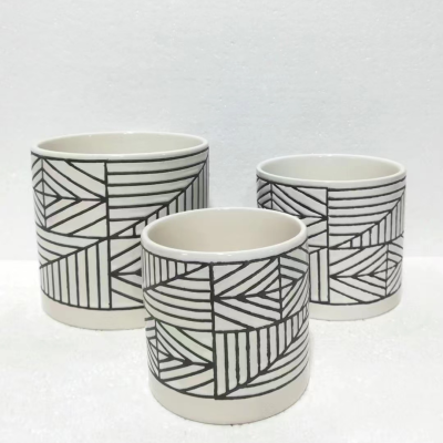 Gao Bo Decorated Home Modern European-Style Soft Vase Home Ceramic Vase Decoration Black and White Line Simple Vase