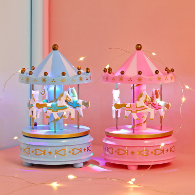 Carousel Music Box Cake Ornaments Birthday Gift Children's Boutique Toys Music Box Student Craft Gift