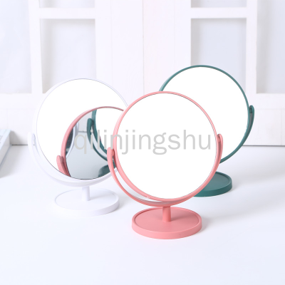Desktop Makeup Mirror European Style Mirror Double-Sided Vanity Mirror Reverse 3x Magnifying round Mirror
