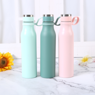 INS Style Macaron Color Matching Stainless Steel Thermos Cup Large Capacity Outdoor Sports Bottle Handheld Cup Factory Direct Sales