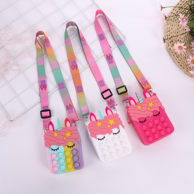 Mouse Killer Pioneer Unicorn Crossbody Bag Adjustable Children Cute Silicone Coin Purse Decompression Squeezing Toy Small Backpack