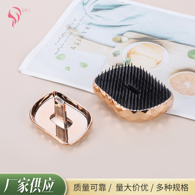Electroplating Massage Tangle Teezer Hairdressing Comb Portable Hair Comb with Shell Plastic Hairdressing Comb Anti-Knot