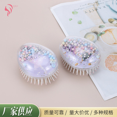 Portable Comb Egg Type Hairdressing Comb Gradient Color Glitter Girl 'S Heart Anti-Knot Smooth Hair Straight Comb Comb