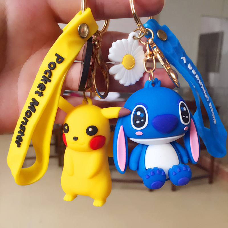 皮卡丘钥匙扣挂件星际宝贝杰尼龟情侣钥匙链配饰有钱鸭书包挂件