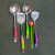 Factory Direct Supply Stainless Steel Soup Ladle Color Plastic Handle Spoon Large Rice Spoon Shovel Slotted Turner Wholesale Two Yuan Supply