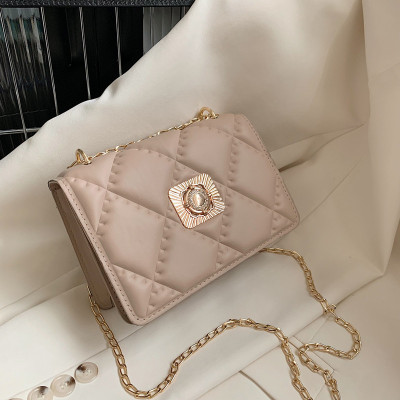 Fashion Indentation Small Bag Women's Bag Trendy Ins Style Classic Style Rhombus Chain Bag Texture Bags Summer 2022