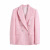 Spring New Women's Double Breasted Classic Style Plaid Texture Suit Jacket + Pink Coarse Imitation High Waist Shorts Suit