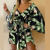 Foreign Trade Amazon Spring/Summer New Pattern Print Deep V Temperament Slim Fit Tied Bat Sleeve Irregular Dress
