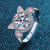 Sterling Silver Moissanite 2 Karat Cute Kitten Ring Female Pink Cat's Paw Diamond Ring Live Broadcast Cute Cat Open Ring