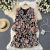 French Romantic Slimming V-Neckline Waist Trimming Lace up Ruffled Dress Women's Sweet Pleated Skirt Large Swing Floral Skirt