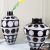 European-Style Small-Caliber Glass Vase Vintage Black and White Polka Dot Big Belly Vase Frosted Blowing Flower Container