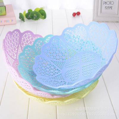Factory Direct Supply Candy Color Plastic Lace Dried Fruit Basket Household Colorful Fruit Basket 2 Yuan Store Supply Wholesale