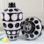 European-Style Small-Caliber Glass Vase Vintage Black and White Polka Dot Big Belly Vase Frosted Blowing Flower Container