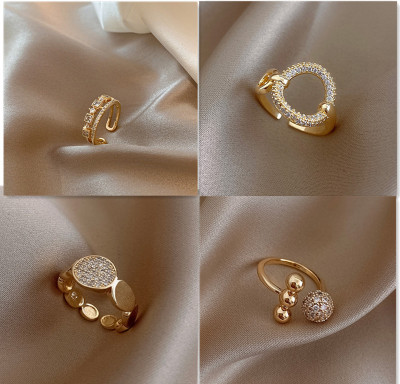 Design Sense Internet Celebrity Same Style Double Layer Zircon Opening Ring Rings Cold Style Personality Fashion