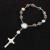 Cross-Border Hot Selling Christian Glass Pearl Bracelet Cross Catholic Silver Rosary Bracelet Religious Ornament