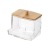 Acrylic Cotton Swab Storage Box European Cotton Puff Crystal Storage Box Transparent Wooden Lid Desktop Cotton Swab Finishing Box