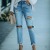  European and American Style Jeans Women's Amazon Foreign Trade Women's Clothing Street Color Contrast Patchwork Hip-Hop Street Straight Jeans