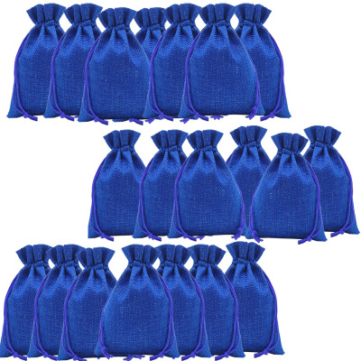 Factory Professional Customized Sack Drawstring Drawstring Pocket Royal Blue Linen Gift Packaging Bag Jewelry Storage Bag