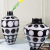 European-Style Small-Caliber Glass Vase Vintage Black and White Polka Dot Big Belly Vase Frosted Blowing Flower Container