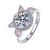 Sterling Silver Moissanite 2 Karat Cute Kitten Ring Female Pink Cat's Paw Diamond Ring Live Broadcast Cute Cat Open Ring