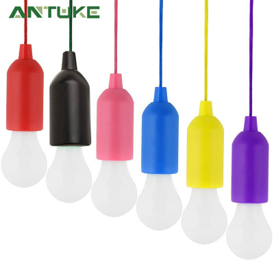 LED Portable Colorful Light with Pull Rope Retro Lighting Bulb Tent Camping Camping Cable Light Bulb Cable Small Night Lamp