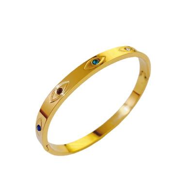 Fashion Refined and Simple Temperament Female Titanium Steel Bracelet 18K Gold Plating Devil's Eye Stainless Steel Cross-Border Accessories Wholesale