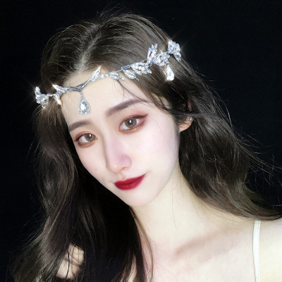 Queen 18 Th Birthday Party Headdress for Taking Photos Bride Korean Water Drop Forehead Ornament Annual Meeting Headband