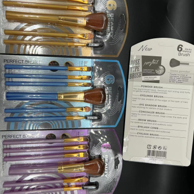 6 PCs Brush Suit Eye Shadow Brush Makeup Brushes Brush Suit Lip Brush Mascara Brush PVC Blister Box