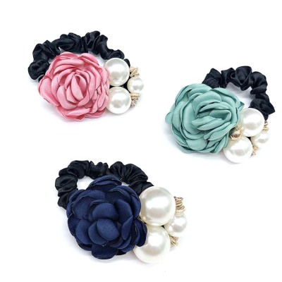 Korean Hair Accessories Rose Hair Ring Artificial Pearl Hair Rope Rubber Band Headdress Flower Hair Rope Tie Hair