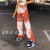 Women 'S New Slimming Blue Sky And White Clouds Leisure Street Shot Hipster Hip Hop High Waist Straight Tie Dye Pants