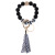 Hot Creative Personality Dog's Paw Cows Pattern Bracelet Fashion Numbers Wooden Bead Keychain Tassel Pendant Bracelet