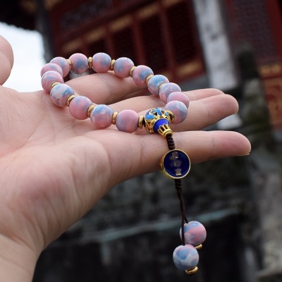Gray Ceramic Ornament Xiaohongshu Same Style Buddha Beads Rosary Men and Women Bracelet Live Broadcast Supply Wholesale