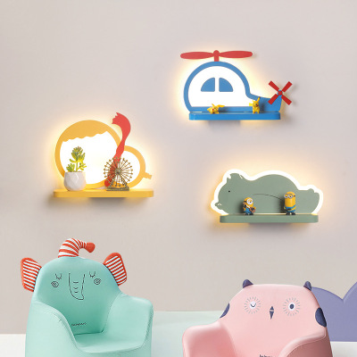 Children's Room Storage Wall Lamp Simple Modern Led Bedroom Light Creative Cartoon Boys and Girls Warm Bedside Lamp