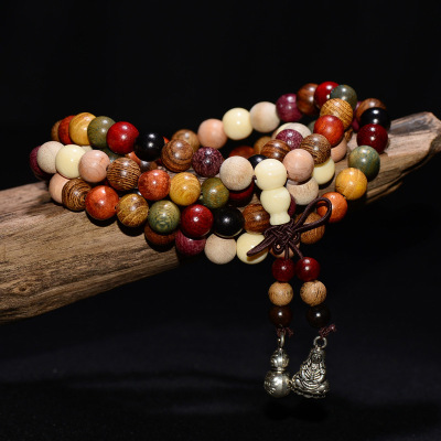 One Beaded Wooden Beaded Bracelet Bracelet More than Colorful Beads 108 Beads Natural Ebony Bracelet Women's 8mm-6mm