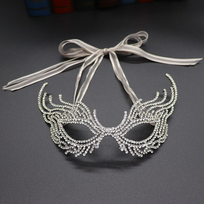 New Halloween Ball Half Face Mask Performance Eye Mask Party Party Mask Rhinestone Alloy Crown