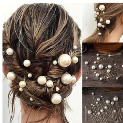 Wedding Dress Style Hairstyle Design Pearl U-Shaped Pin Hair Clasp Bridal Hair Accessories 20 Pieces in a Box