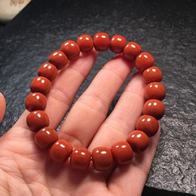 Sichuan Material South Red Old-Styled Bead Bracelet Color Rosy Single Circle Agate Bracelet Live Broadcast Supply
