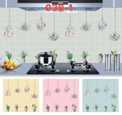 60*200 Waterproof Kitchen Cabinet Self-Adhesive Oil-Proof Stickers High Temperature Resistant Kitchen Wallpaper Kitchen Ventilator Table Oilproof Wall Sticker
