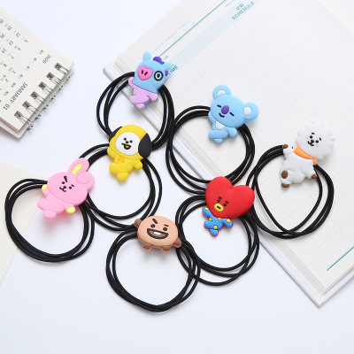 League Peripheral Korean Hair Band High Elastic Three-in-One Cartoon Hair Rope Hairband Decoration Epoxy Soft Rubber