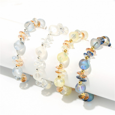 Rough Stone Crystal Bracelet Glass Bead Jade Bracelet Colorful Crystal Cross-Border Sold Jewelry Wholesale Hot Sale