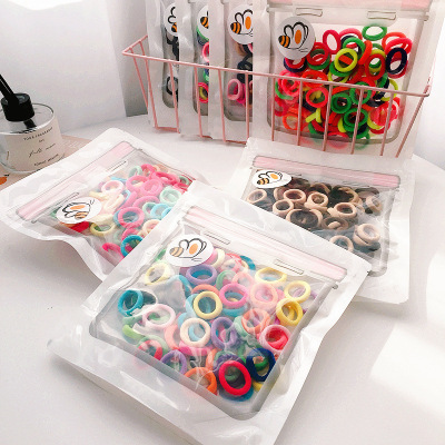 Korean Style New High Elastic Colorful Candy Color Series Cereal Donut 100 Children's Towel Ring Rubber Band Head Rope