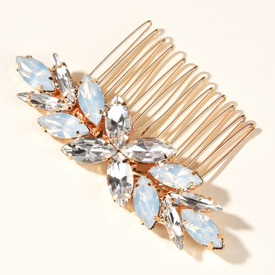 American Entry Lux Opal Rhinestone Tuck Comb Daily Braided Hair Styling Insert Comb for Updo Wedding Dress Accessories