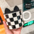 Chessboard Vintage Mug with Lid Ceramic Water Cup Office Women's Design Sense Niche Cup Creative Coffee Cup