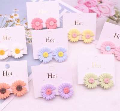 Children's New Korean Style Little Daisy Earless Earring Girl Girl's Cute Flowers Ear Clip Ear Rings