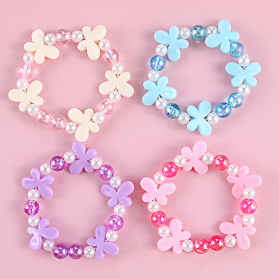 Children's Flower Bow Bracelet Acrylic Princess Series Pink Bracelet Children's Factory Supply Wholesale