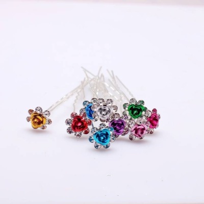 Braid Hairdressing Jewelry Korean Style Diamond Hairpin Rose Hair Accessories Headdress Wholesale Factory Direct Sales