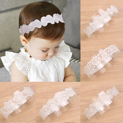 2022 New Baby Lace Hair Band Fairy Flower Female Baby Hair Band 0-3 Years Old Soft Skin-Friendly Elastic